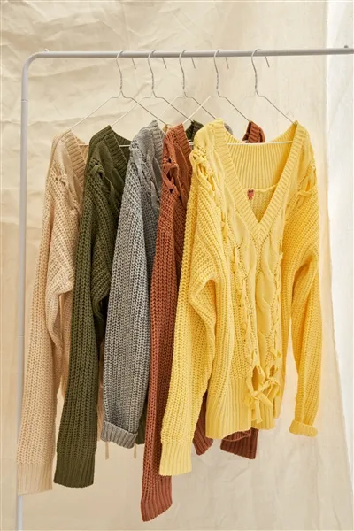 Light Grey Cable Knit Draw String Self Tie V-Neck Oversized Sweater