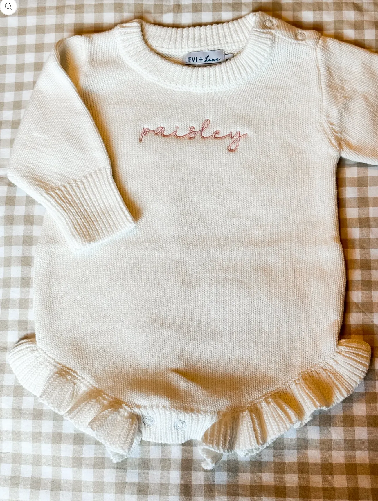 Long Sleeve Knit Onesie-Monogram