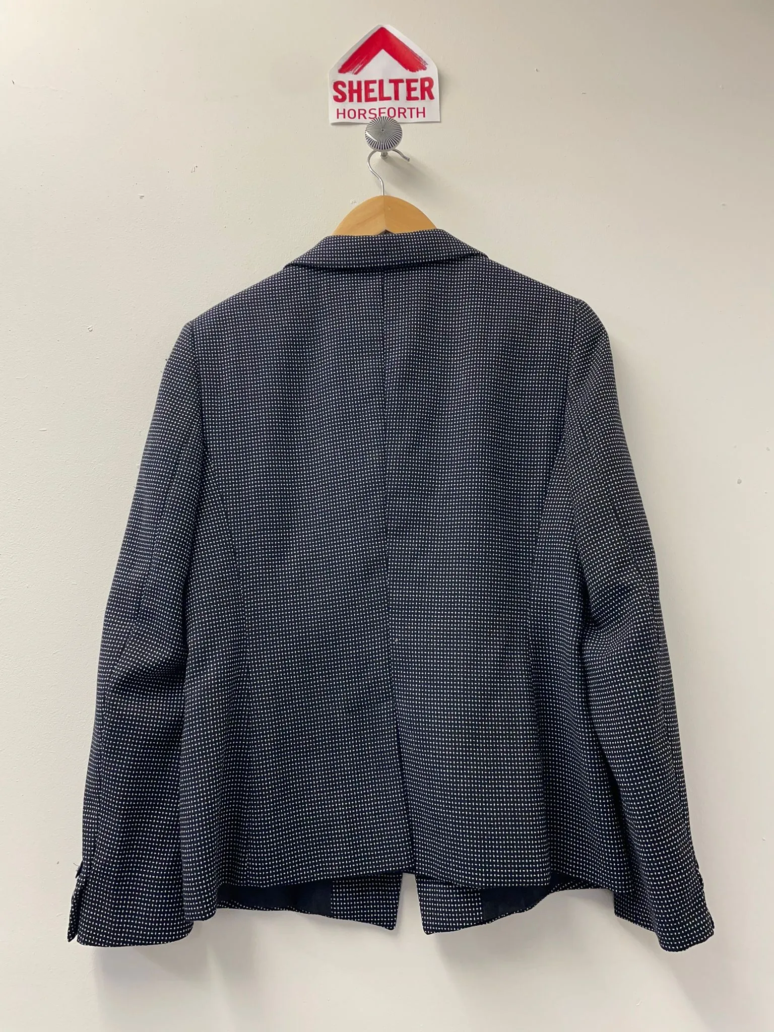 Max Mara Navy and White Pure Wool Formal Blazer