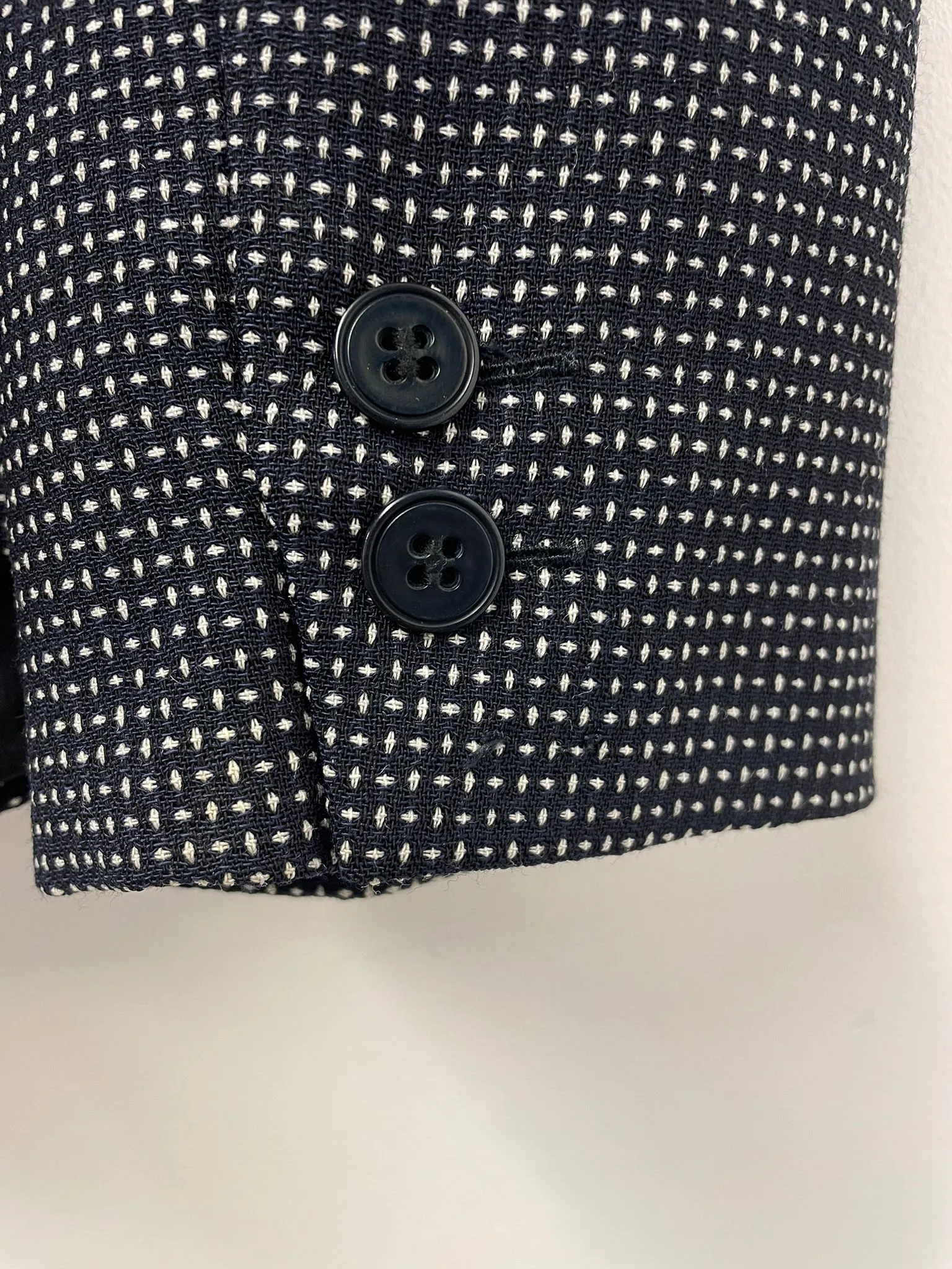 Max Mara Navy and White Pure Wool Formal Blazer