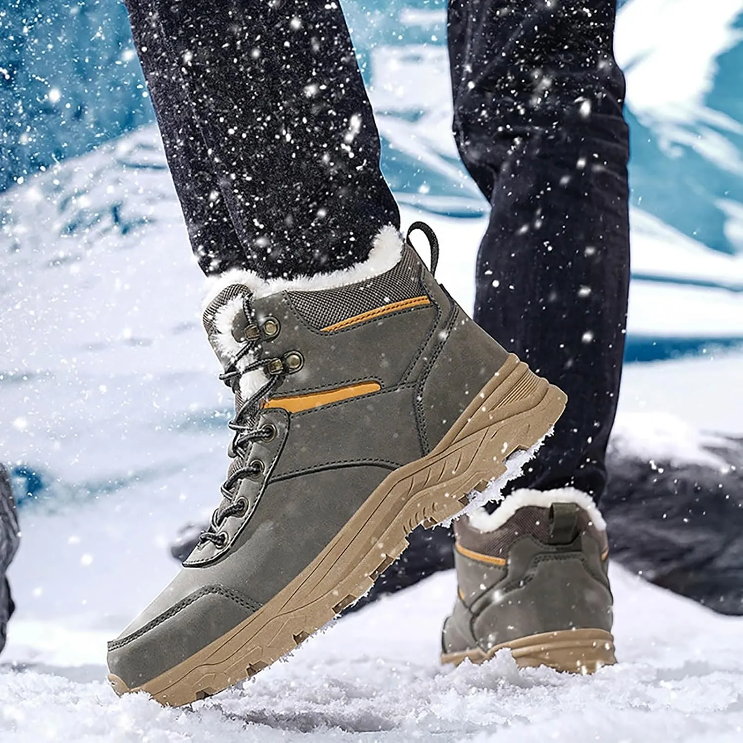 Men Work Boots Waterproof Hiking Sneakers Women's Slip On Warm Women Safety Shoes Non-Slip Outdoor Booties Waterproof Breathable Lightweight Hike Grounded Footwear