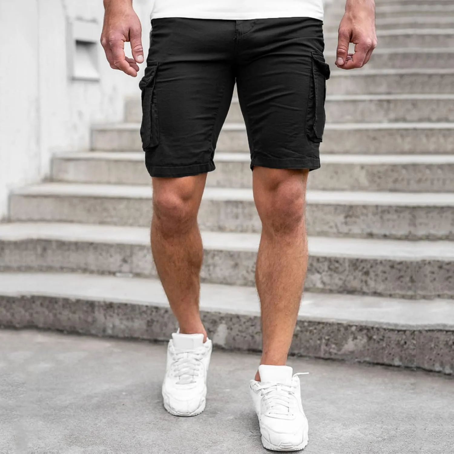 Mens Beach Cargo Pants Military Tactical Combat Track Street Hipster Casual Shorts Solid Color Outdoor Hiking Fishing Bermuda