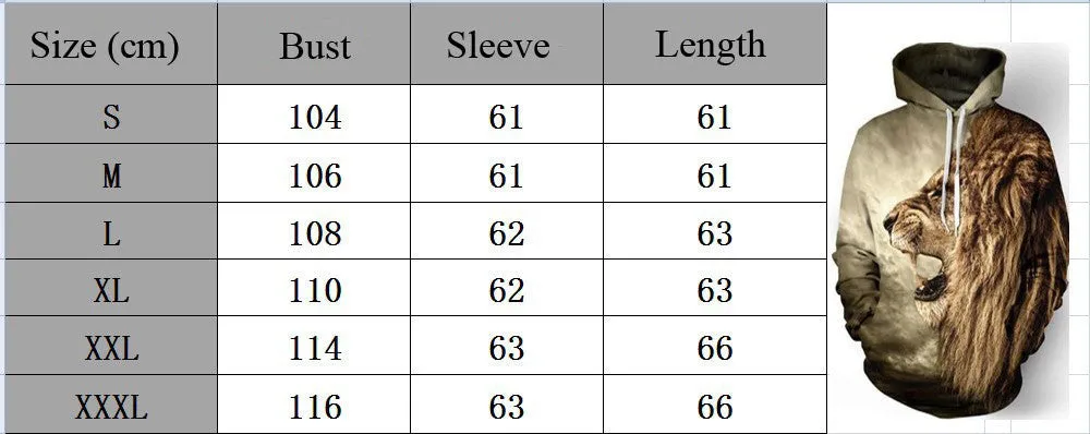 Nostalgic Lion 3D Digital Printing Hoodie