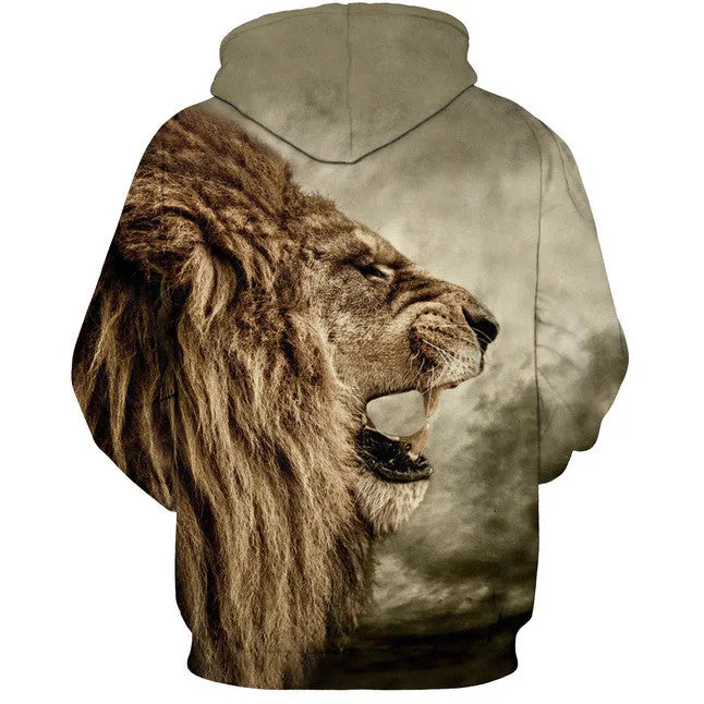 Nostalgic Lion 3D Digital Printing Hoodie