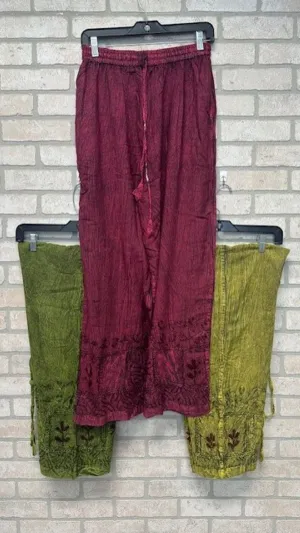 Pants - Rayon Embroidered - Assorted