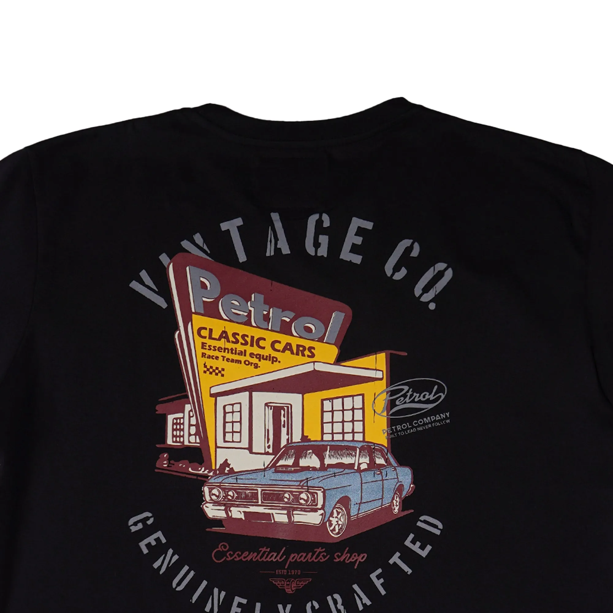 Petrol Men's Basic Tees Slim Fitting CVC Jersey Fabric 162189-U (Black)