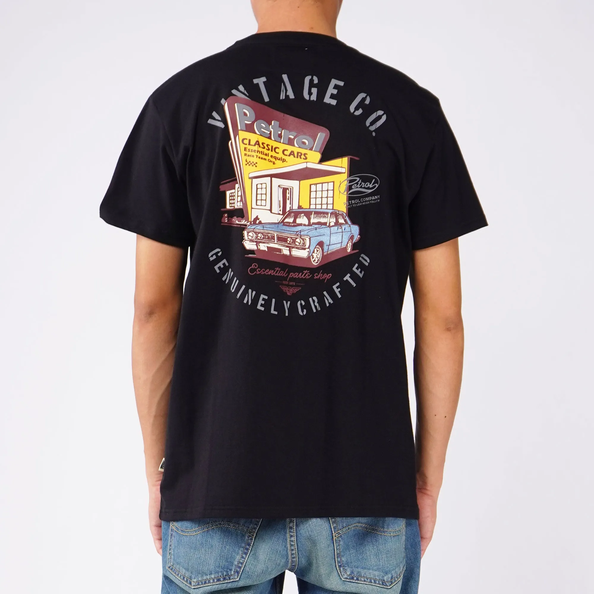 Petrol Men's Basic Tees Slim Fitting CVC Jersey Fabric 162189-U (Black)