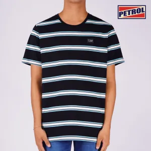 Petrol Men's Basic Tees Slim Fitting Stripe Jersey Fabric 161848 (Black)