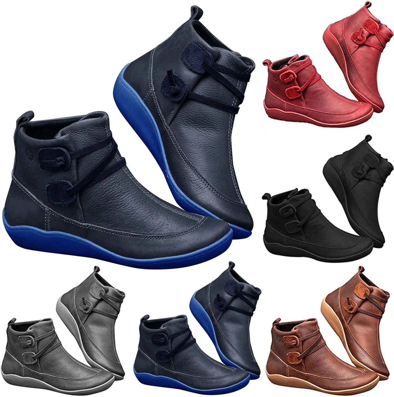 Platform Boots for Women Ankle Dress Booties for Women 2024 Womens Cowboy Boots Brown Ankle Bootie for Women with Heel Comfy Soft Cover Heel Round Toe Suede Stacked Heel