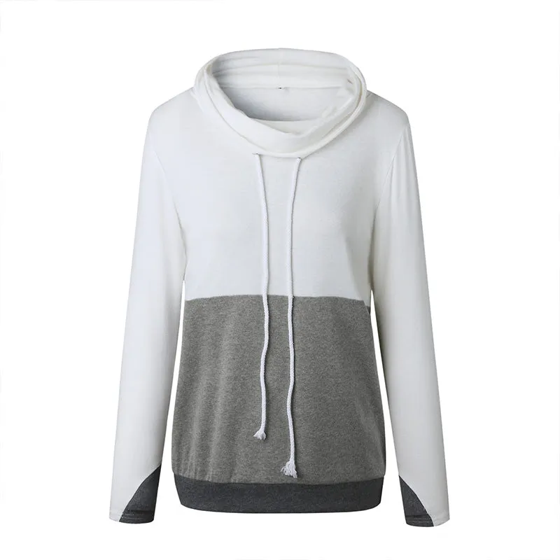 Pullover Drawstring Colorblock Hoodie