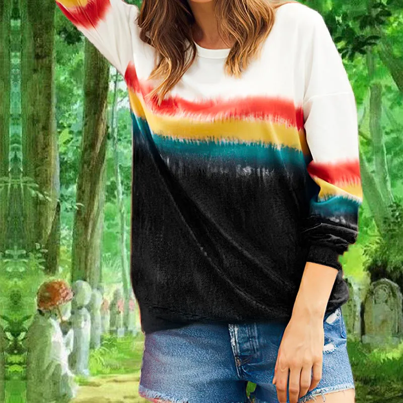 Pullover Tie Dye Print Loose Hoodie
