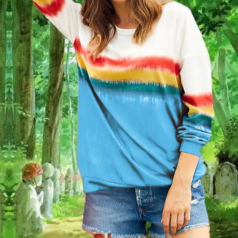 Pullover Tie Dye Print Loose Hoodie