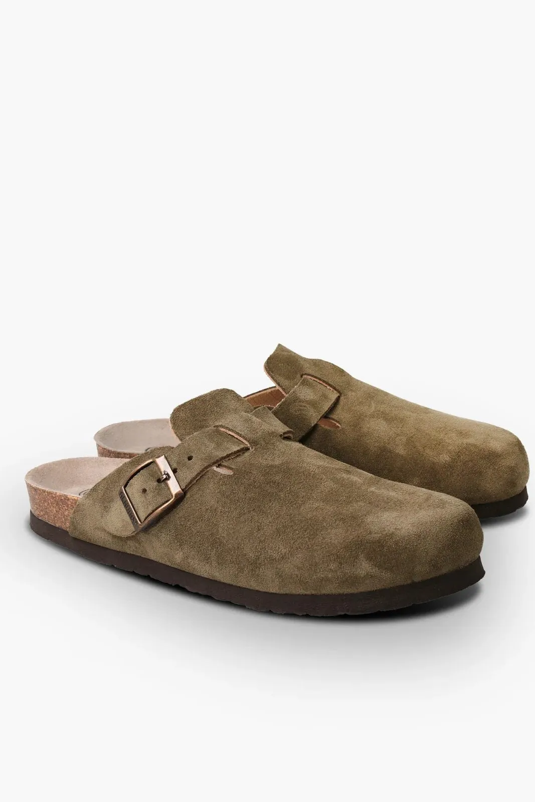 Riva Kaki Suede Leather Clog