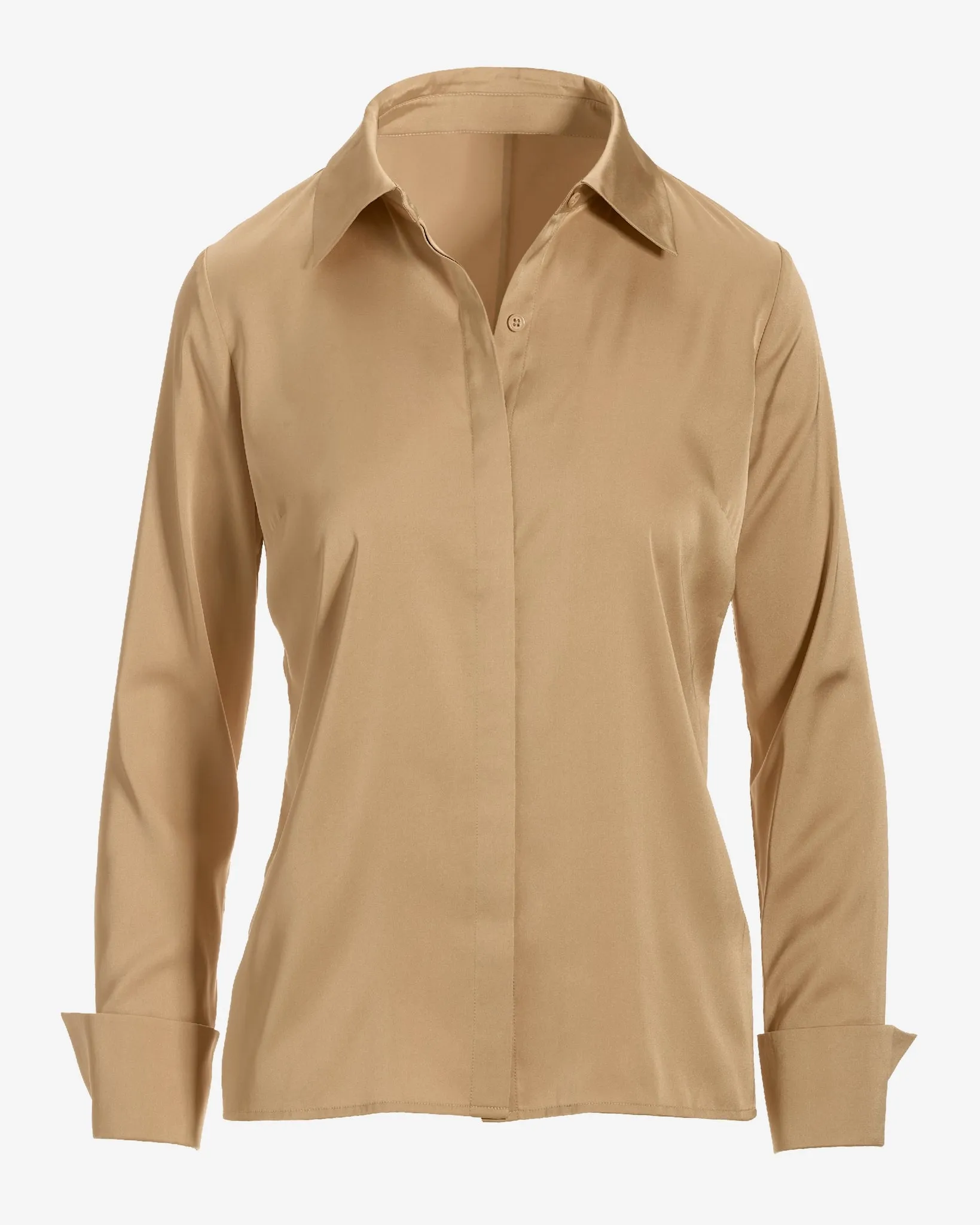 Sophia Button-Up Charmeuse Blouse Champagne
