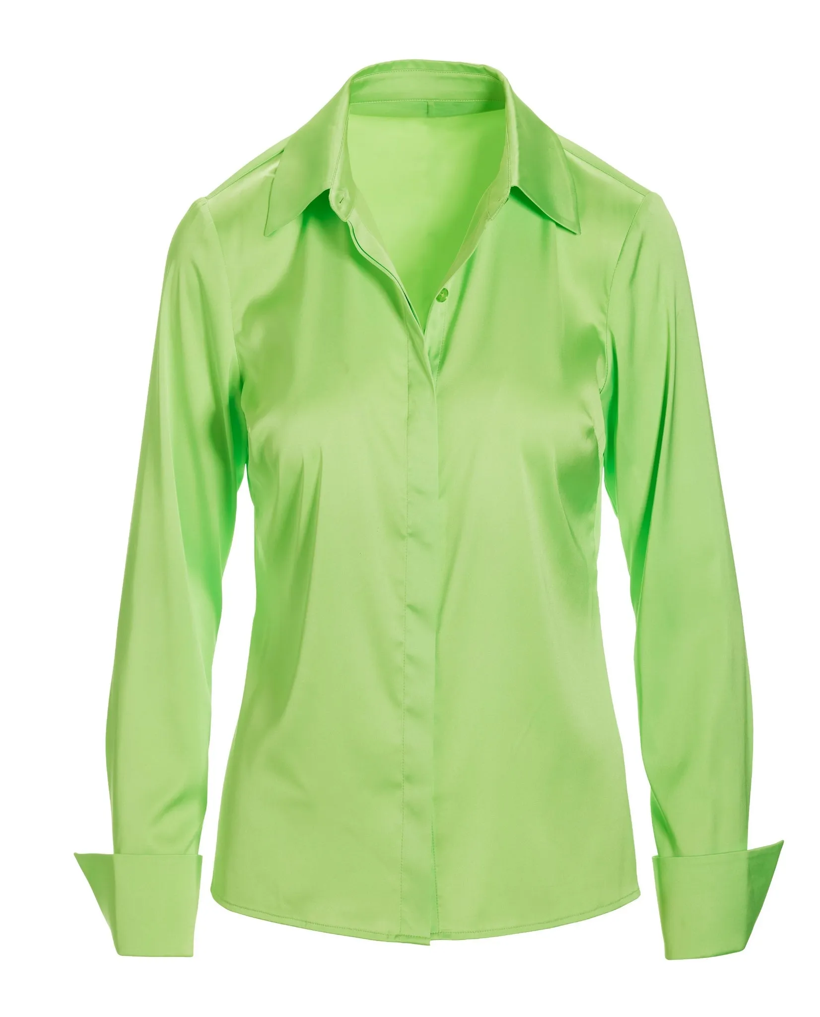Sophia Button-Up Charmeuse Blouse Paradise Green