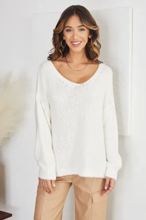 The Cozy V-Neck Crochet Sweater