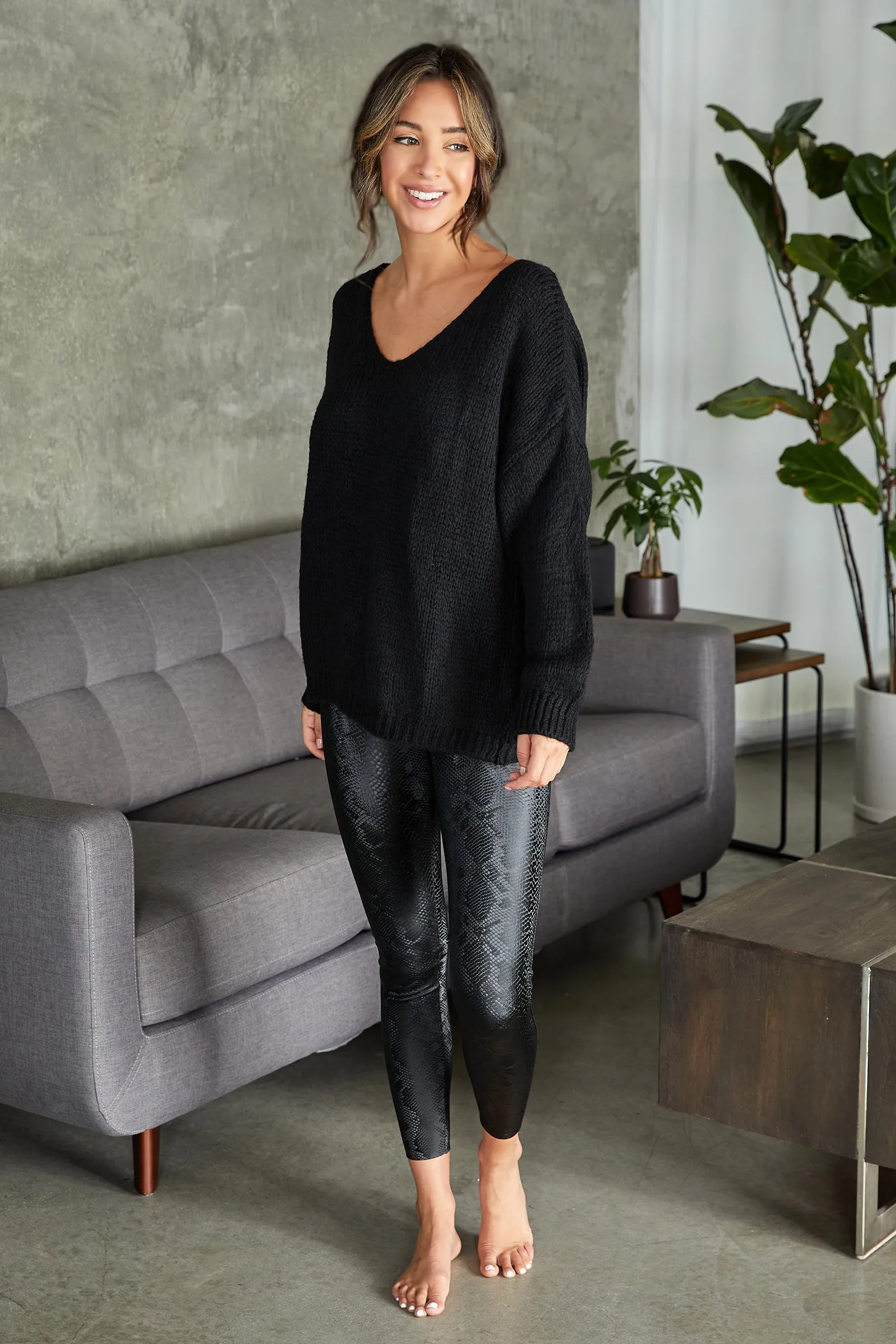 The Cozy V-Neck Crochet Sweater