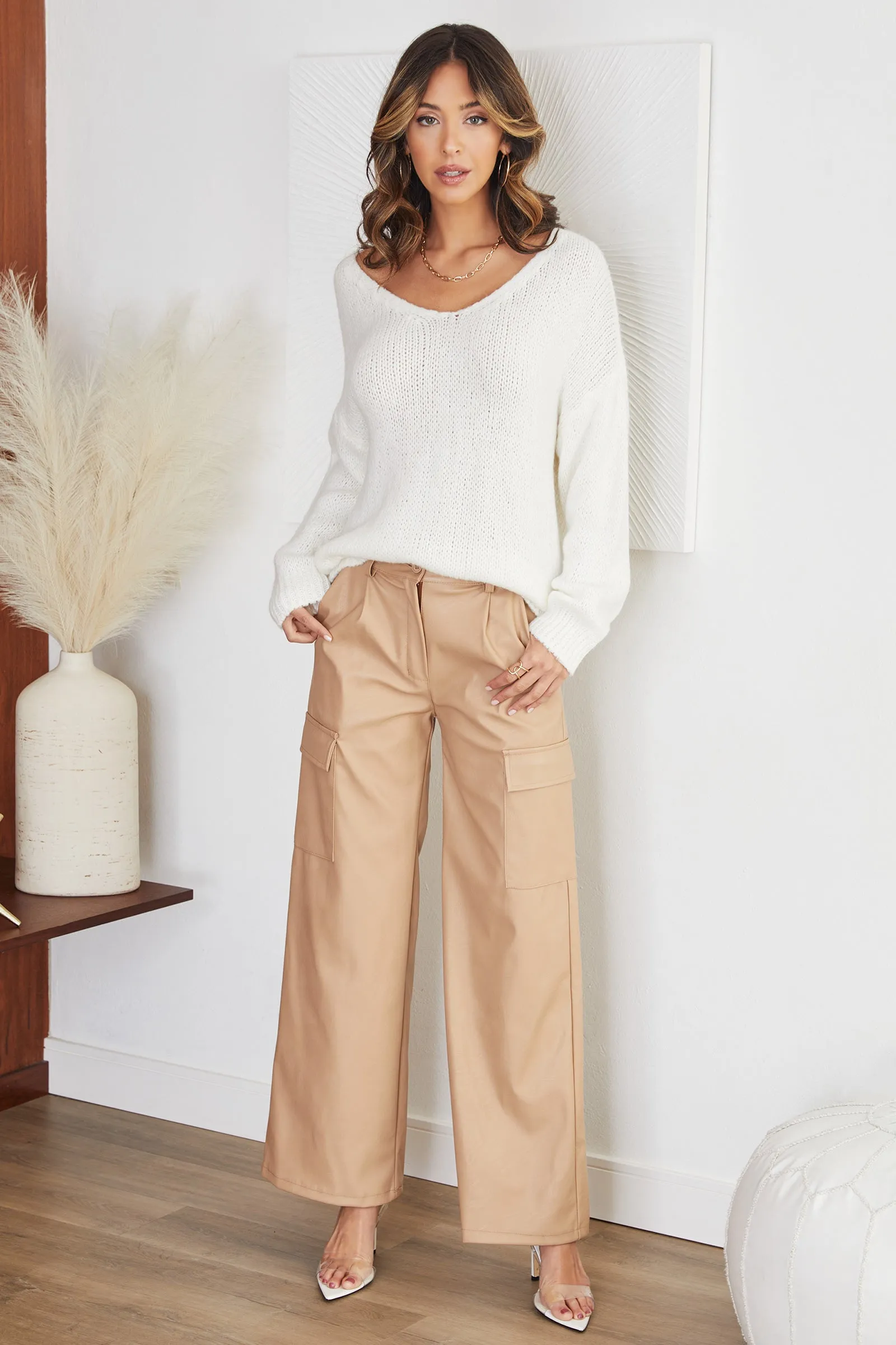 The Cozy V-Neck Crochet Sweater