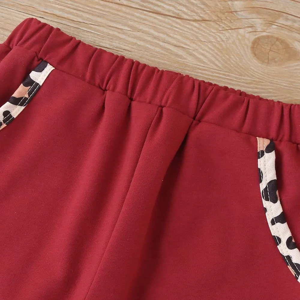 Unisex Long Sleeve Leopard Casual Top & Pants Children Clothes Wholesale