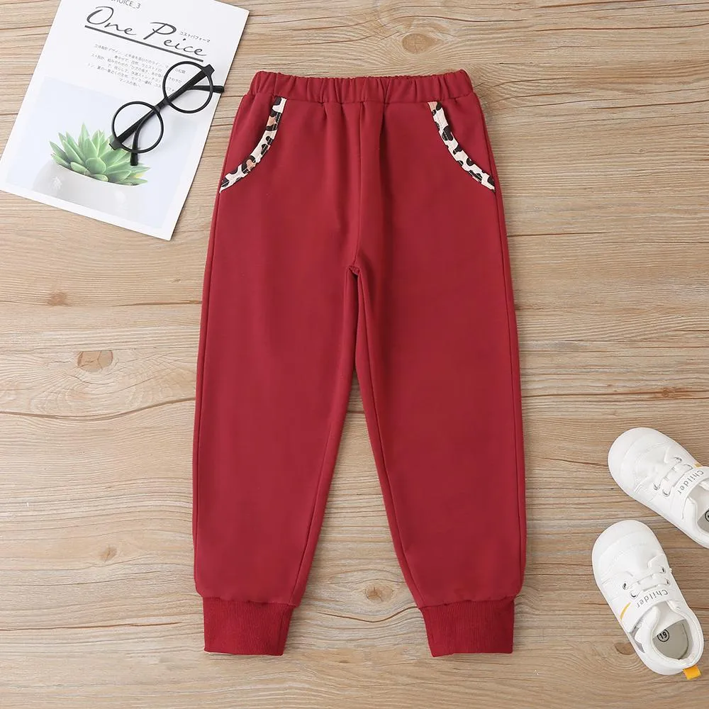 Unisex Long Sleeve Leopard Casual Top & Pants Children Clothes Wholesale