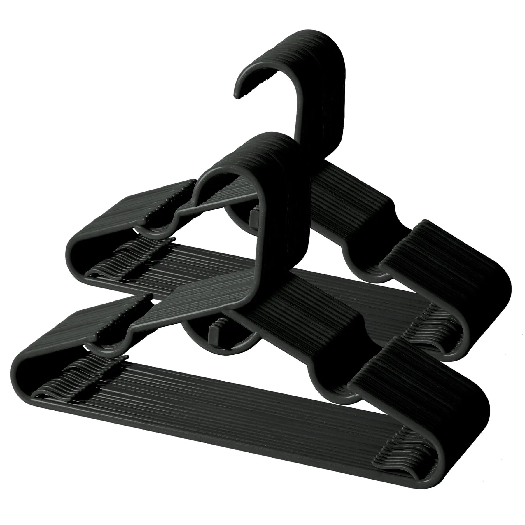 UNKU Kids Hangers 60 Pack - 11.4 Inch Baby Clothes Hangers - Non-Slip Children's Clothes Hangers for Toddler & Infant（Black, 60）