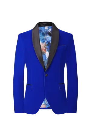 Velvet Shall Lapel Blazer - Royal Blue