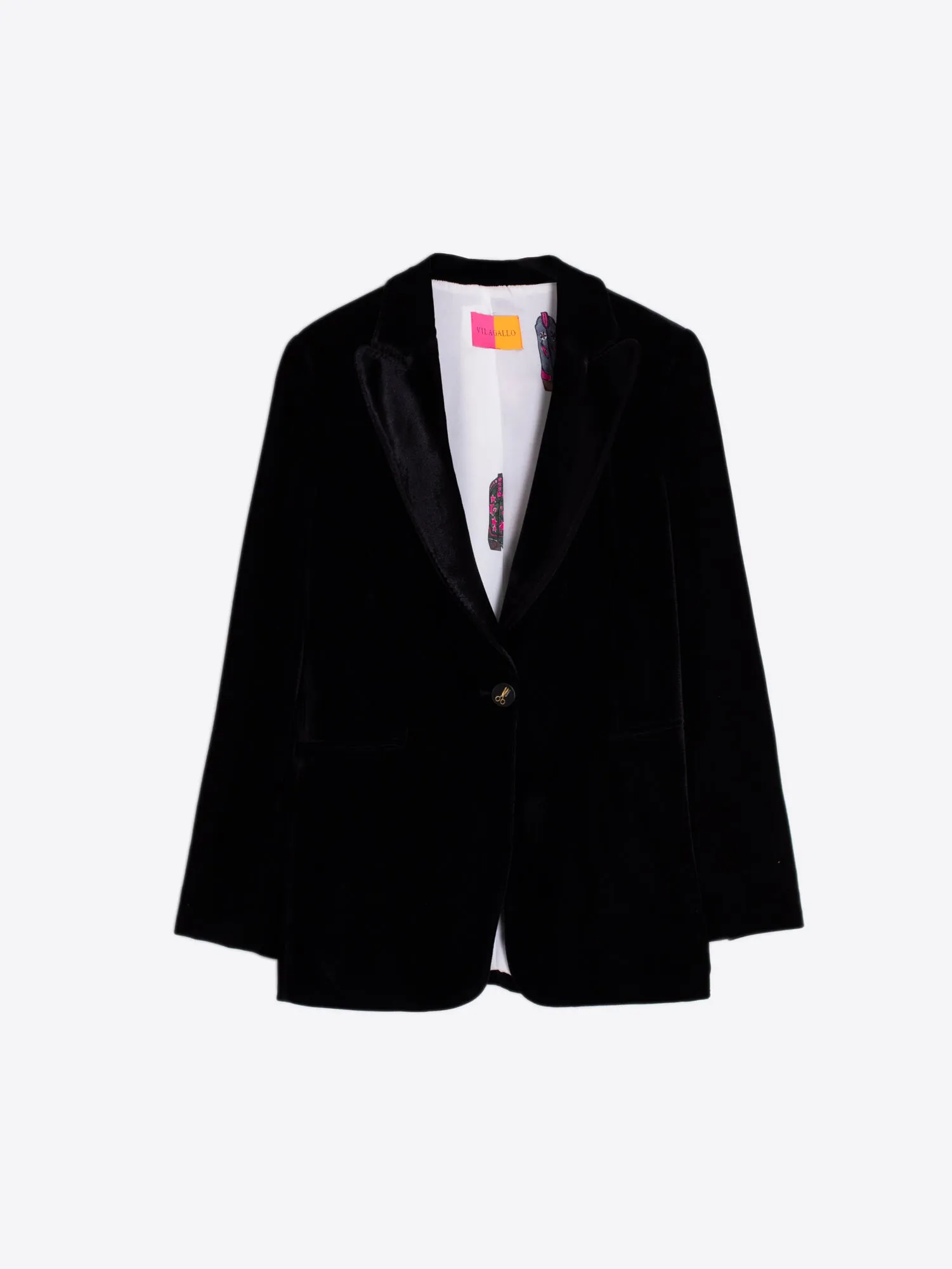 Vilagallo Sophia Black Velvet Jacket