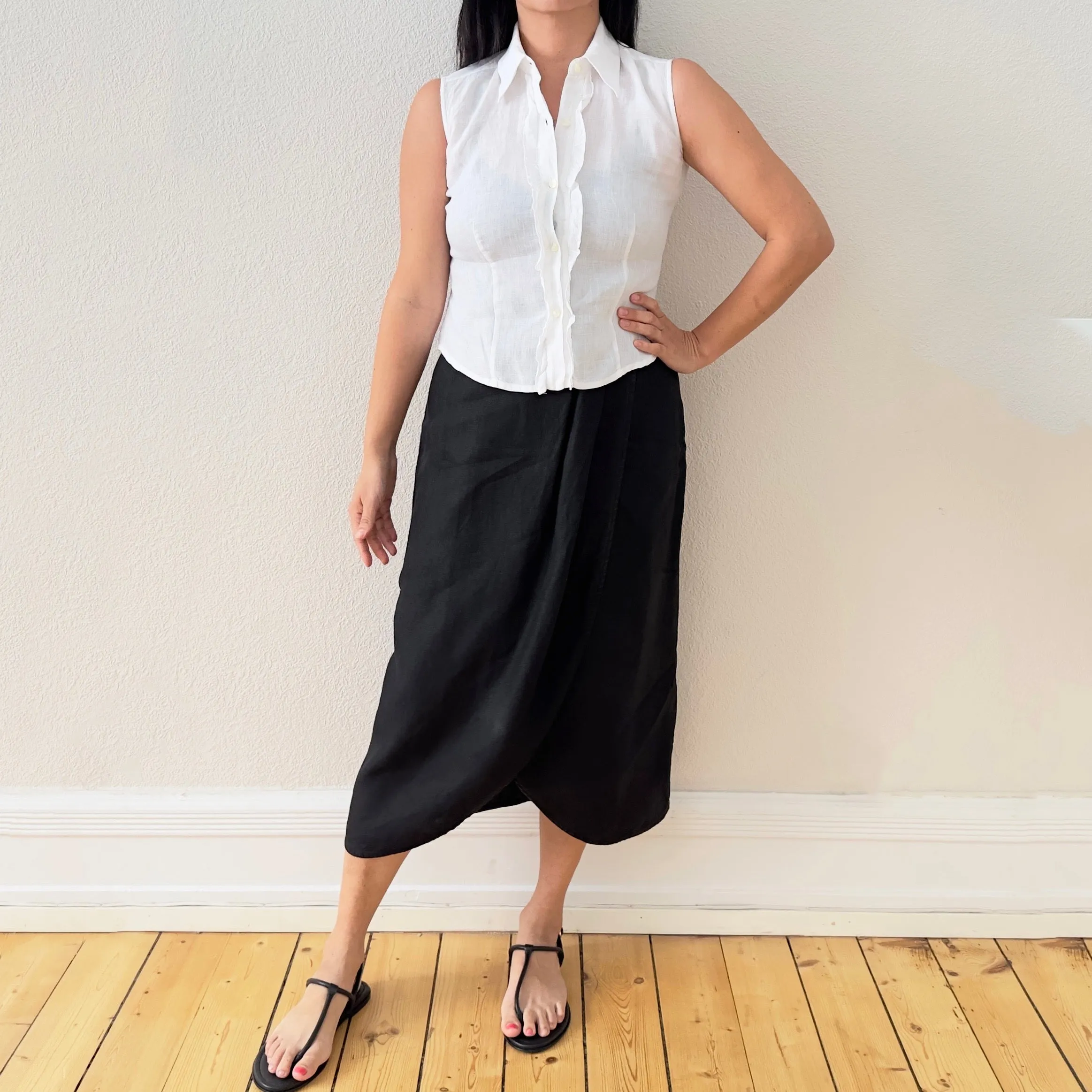 Vintage Black Linen Skirt