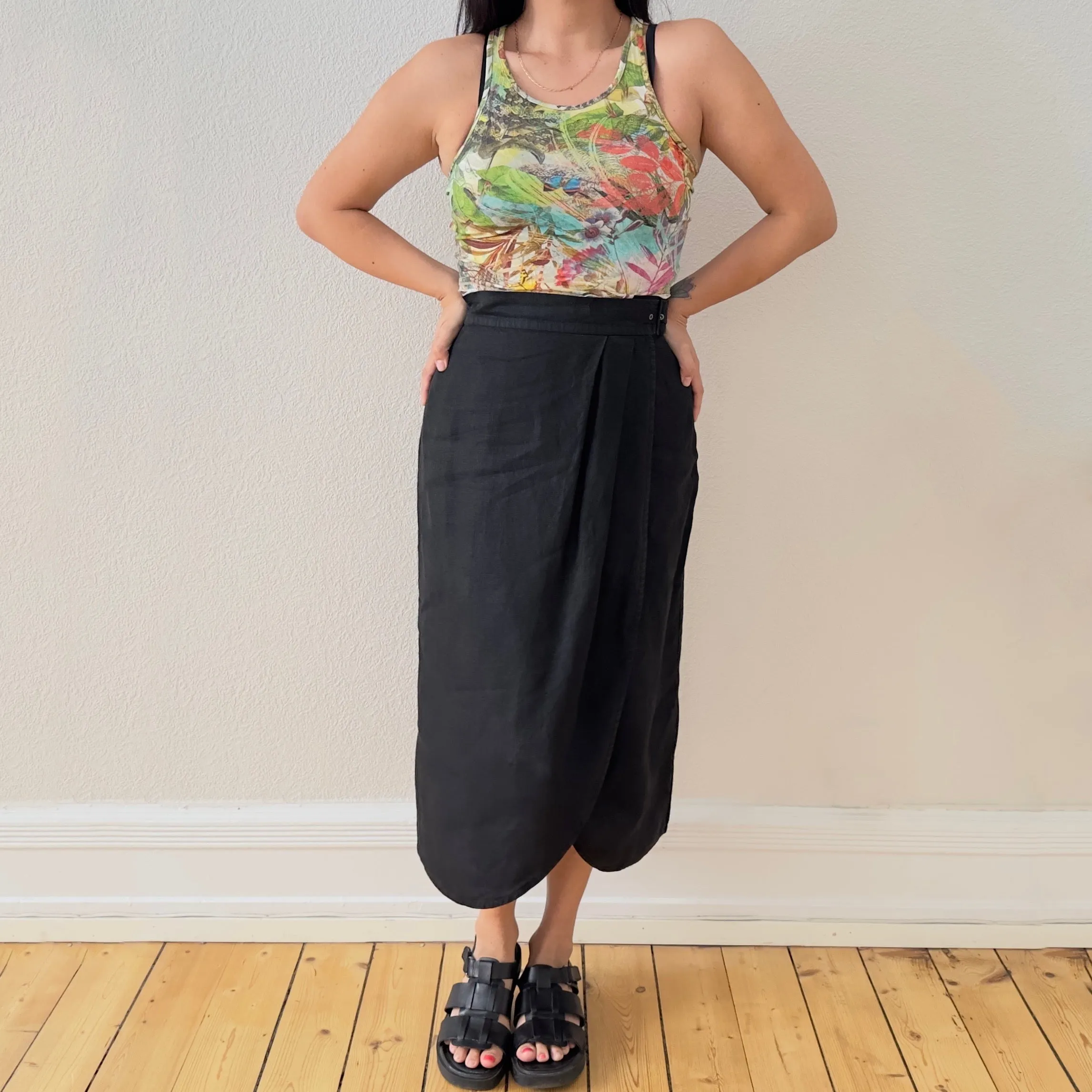 Vintage Black Linen Skirt