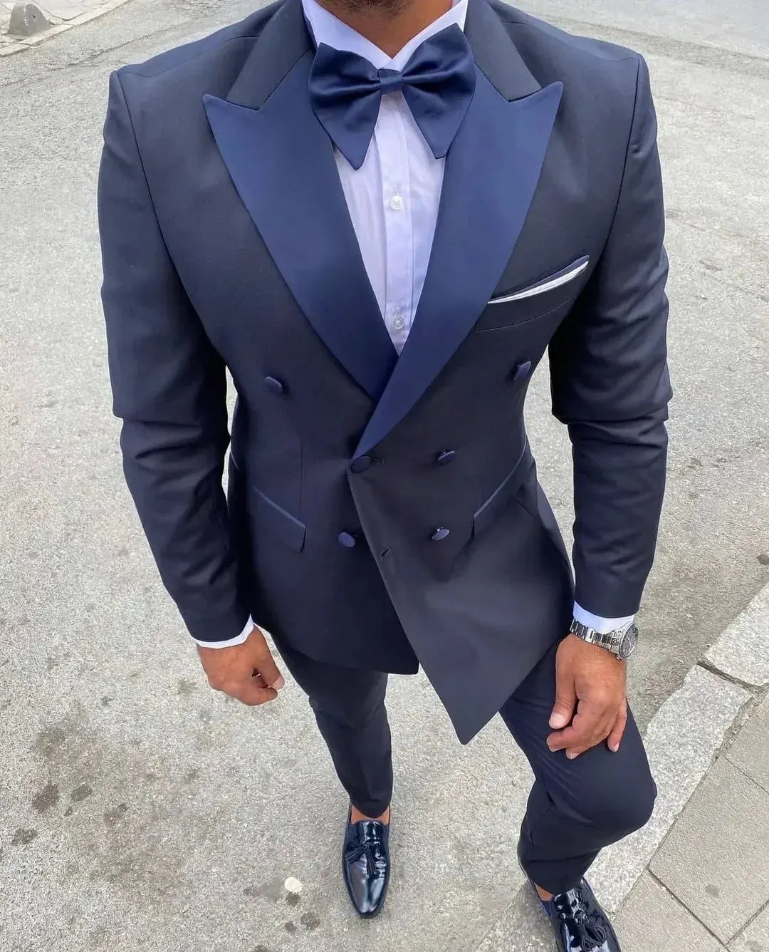 Wiaofellas  -  Black Formal Wedding Elegant Men Suit Groom Tuxedo Prom Double Breasted Slim Fit Blazers High Quality Custom 2 Piece Set